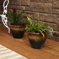 thumbnail image 5 of Sunnydaze Chalet 9.5" x 9.5" x 8" Round Forest Lake Green Ceramic Outdoor Planter 2-Count, 5 of 7