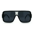 thumbnail image 3 of Oversized Rectangle Racer Shield 80s Plastic Fashion Flat Top Sunglasses All Black, 3 of 8
