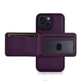 thumbnail image 3 of Leather Wallet Phone Cases Compatible with iPhone 13 Case 2 in 1 Detachable Back Cover with Card Holder for Men/Women ,Magnetic PU Leather RFID Blocking Flip Kickstand Credit Slots,Darkpurple, 3 of 8