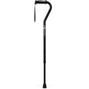 Hugo Adjustable Offset Cane with Reflective Strap, Black