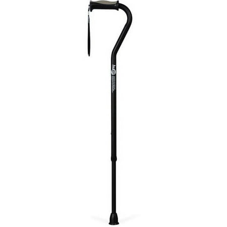 Hugo Adjustable Offset Cane with Reflective Strap, Black
