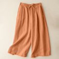 thumbnail image 2 of TRUBKH Cotton Linen Pants Side Snap Button Sweatpants Pinstripe Pants Gaucho Pant Elastic Cuff Wide Leg Linen Pants Breezy Pants Women Lightweight Beach Trousers Barrel Palazzo Pants A L, 2 of 8