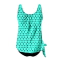 thumbnail image 6 of Tnhcen Women's Scoop Neck Printed Polka Dot Tankini 2-Piece Swimsuit Set, Adjustable Straps Built-in Bra No Underwire Tummy Control S-2XL Polyester Swimwear, 6 of 7