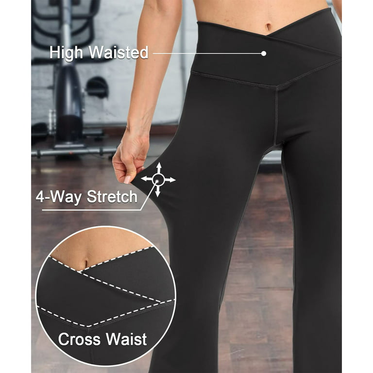 Lilvigor High Waisted Crossover Flare Leggings for Women Tummy Control  Bootcut Yoga Pants 