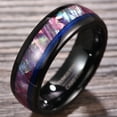 thumbnail image 3 of Tungsten Carbide Light Purple Abalone Shell Inlay Rings with Blue Guitar String Dome Style, 3 of 4