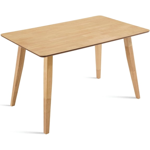 Wood Dining Room Table, 51in Small Rectangular Kitchen Table Space Friendly, Easy to Assemble Natural Solid Rubberwood Leg Table for Apartment (Table Only)