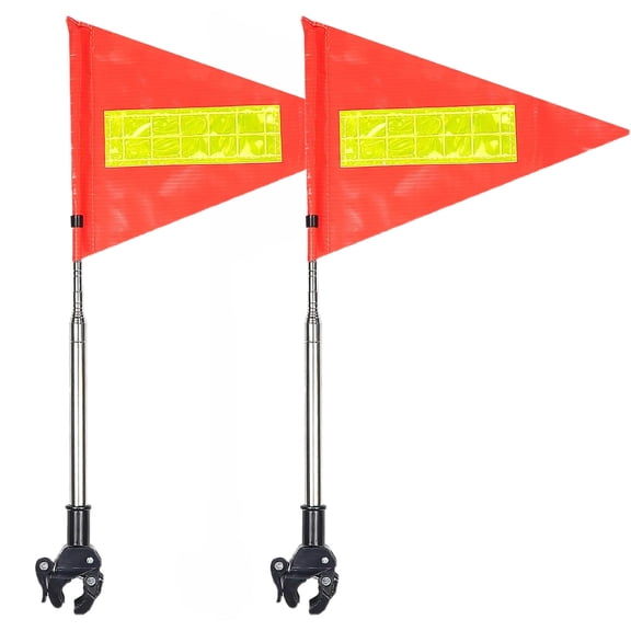 2 Sets Reflective Golf Cart Safety Flag with Telescopic Pole, Portable Safety Flag for Golf Carts Wheelchairs and Vehicles, Orange