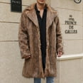thumbnail image 2 of Lovskoo 2024 Mens Winter Coats Faux Fur Jacket Thick Warm Long Sleeve Open Front Cardigan Faux Furry Long Coat Jacket Solid V-Neck Outerwear Coffee, 2 of 9