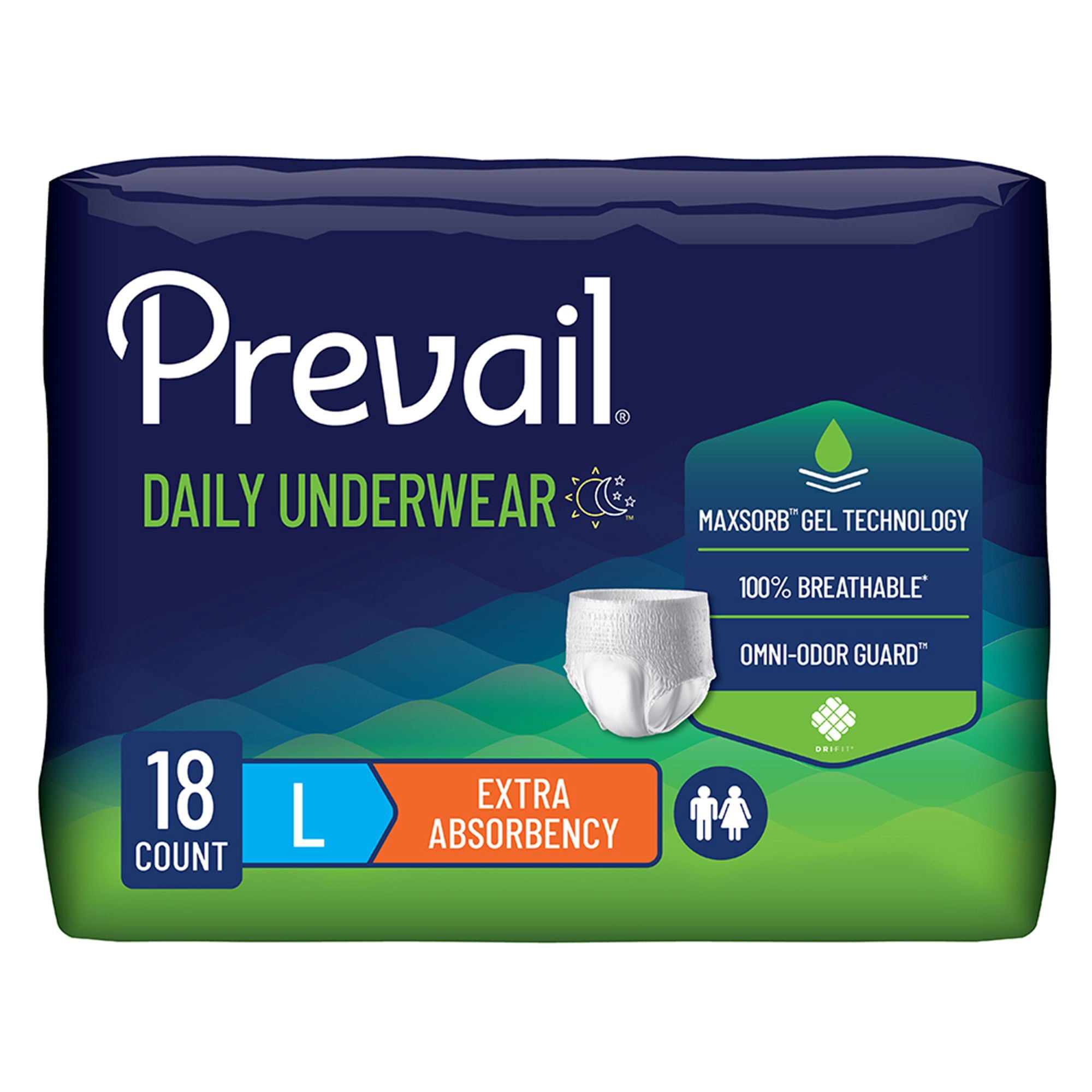 Prevail Daily Underwear, Incontinence, Disposable, Extra Absorbency, Large, 18 Ct