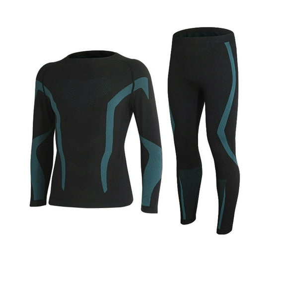 SELONE Mens Thermal Underwear Sets Quick Dry Tight Crewneck Long Sleeve Tops Warm Elastic Waist Pants Cycling