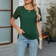 thumbnail image 2 of Womens Tops Trendy Lace Short Sleeve Blouse for Women - Casual Business Crewneck T-Shirt 2025 Summer Fashion Tops-Army Green-L, 2 of 5