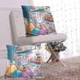 thumbnail image 6 of Iauyy Spring Couch Pillowcases 16x16 (Set of 2) Cotton fleece Pillow Covers for Bed Sofa Living Room, Easter Egg Factory, 6 of 6