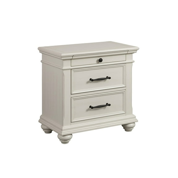 Brooks 3-Drawer Poplar Wood Nightstand With USB Ports, Choose Color