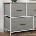 thumbnail image 4 of BizChair 5-Drawer Vertical Fabric Frame Dresser with Oak Top, Beige/White, 4 of 12