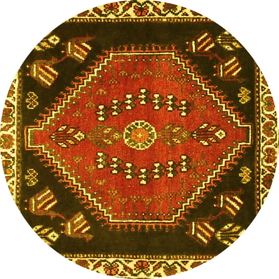 Ahgly Company Indoor Round Persian Yellow Traditional Area Rugs, 6' Round