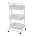 thumbnail image 4 of 3-Tier Metal Trolley Rolling Cart Rack Storage Trolly Mesh Bottom Tray On wheel For Kitchen& Hair Salons, 4 of 9