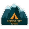 Forest City Iowa Souvenir 4-Inch Fridge Magnet Camping Tent Design
