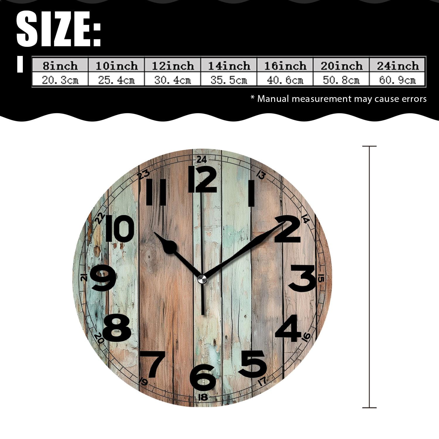 erolrail Rustic Wall Clock,Silent Non Ticking Wall Clocks for Living Room,Bedroom,Kitchen 12IN Wood Plank Wall Creative