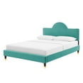 thumbnail image 1 of Platform Bed Frame, Twin Size, Teal Blue, Velvet, Modern Contemporary, Bedroom Master Guest Suite Room, 1 of 10