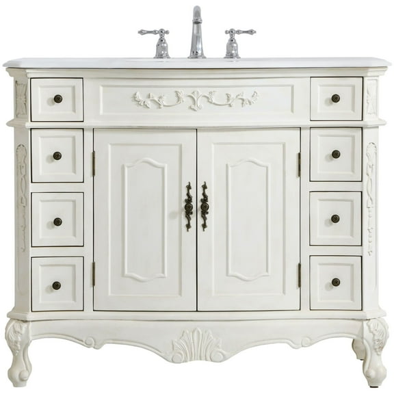 Elegant Lighting Vf10142-Vw Danville 42" Free Standing Single Basin Vanity Set - Off White
