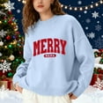 thumbnail image 2 of Fiaer Merry Womens Sweater Christmas Oversized Crew Neck Knitted Pullover Long Sleeve Loose Fit Trendy Warm Casual Xmas Tops Light Blue L, 2 of 5