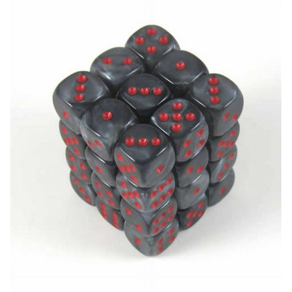 Black Velvet Dice with Red Pips D6 12mm (1/2in) Pack of 36 Chessex