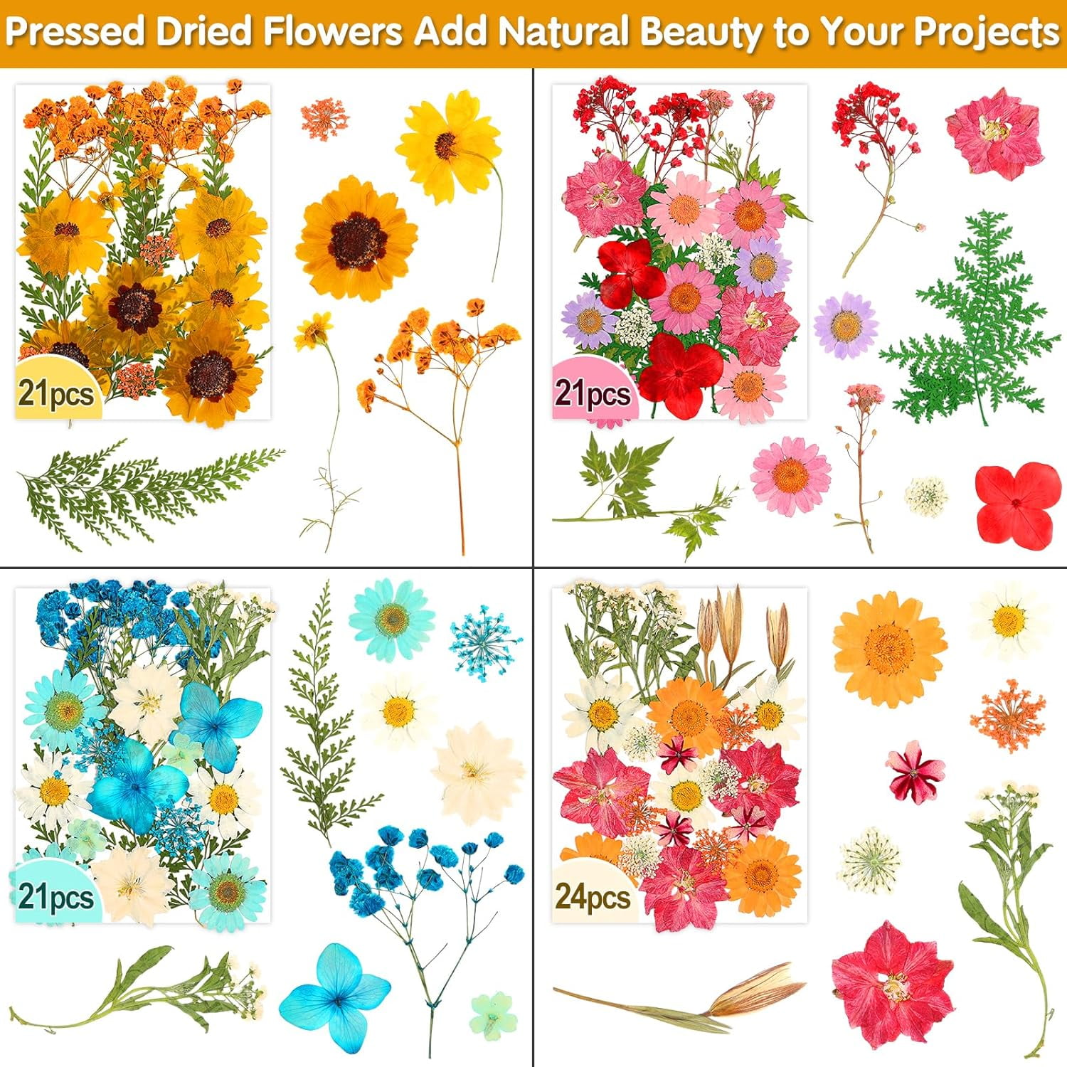 235 Pcs Pressed Dried Flowers for Resin, Natural Real Dried Pressed Flowers for Crafts, Bulk Dry Flowers for Resin Molds, Candles, DIY Art Jewelry Making with Tweezers Butterfly Stickers Set Decorate