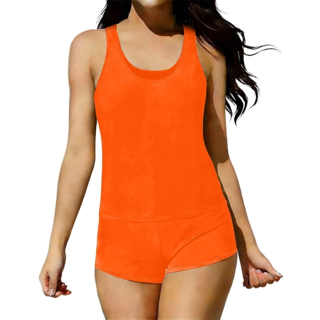 Nmnitkp 3 Piece Tankinis Swimsuits for Women, Back Cross Tummy Control Swim Bathing Suits, Athletic Plus Size Modest Swimwear