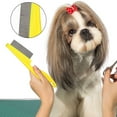 thumbnail image 3 of Pet Louse Comb Stainless Steel Narrow Smooth Tooth Hanging Hole Pet Grooming Brush Remove Dogs Cats Louse And Hair Massage Comb -Yellow,L, 3 of 8