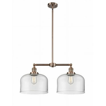 209-PN-G72-L-Innovations Lighting-Bell - 2 Light Island In Traditional Style-10 Inches Tall and 21 Inches Wide-Polished Nickel Finish-Clear Glass