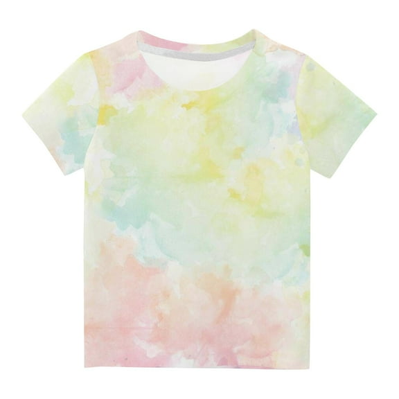 REORIAFEE Kids Boys Girls Graphic T Shirts Tee Shirts Colorful Tie Dye Print Blouse Round Neck Tops Short Sleeve Pullover Summer Fashion Clothing 2024 Multicolor