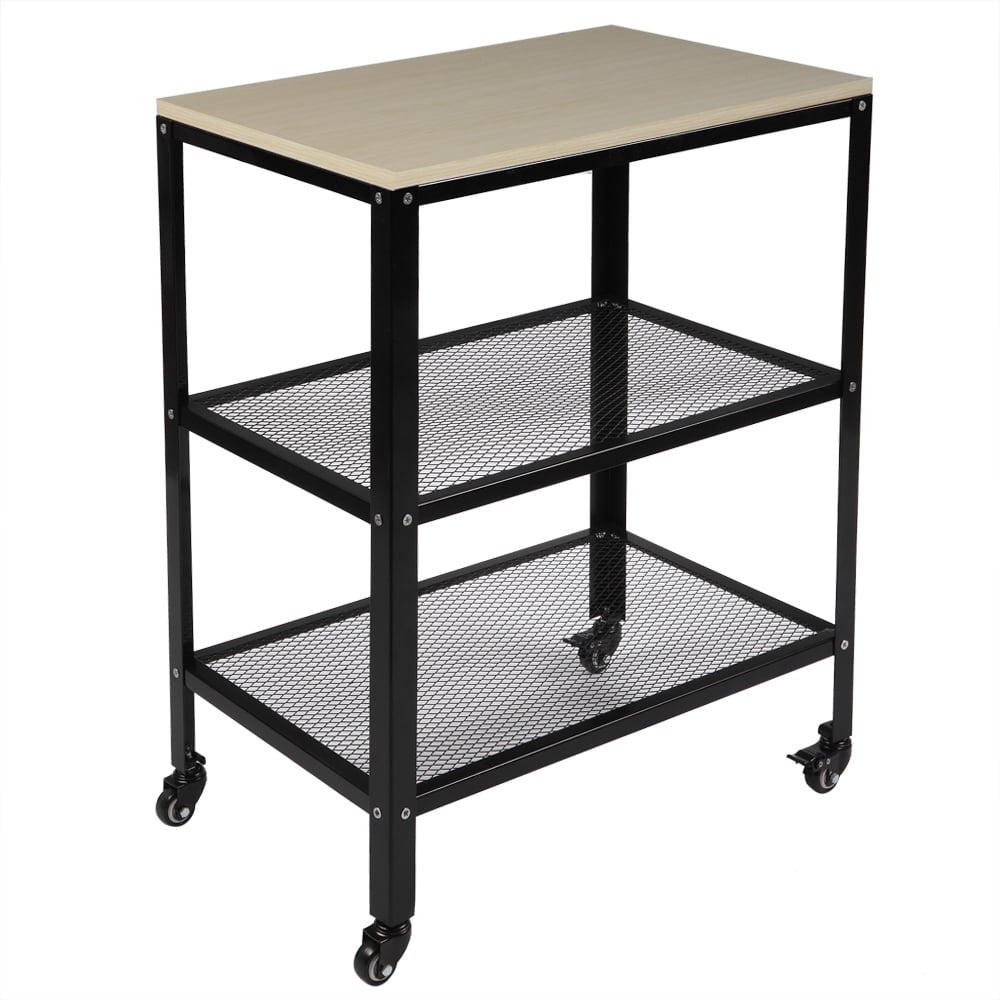 3-Tier Kitchen Microwave Cart with Metal Frame for Living Room