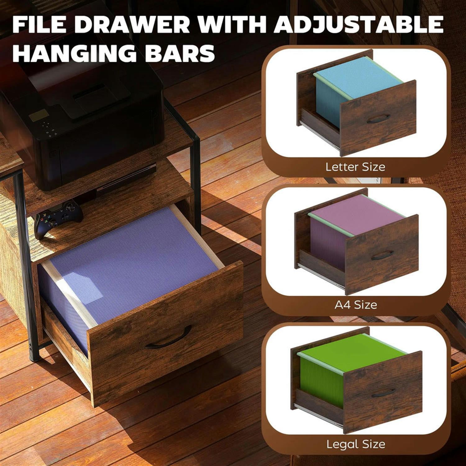 Demi Bonn 67" Office Desk with LED Lights and Power Outlets, Home Computer Desk for Living Room, Office, Study Table PC Desks, Brown