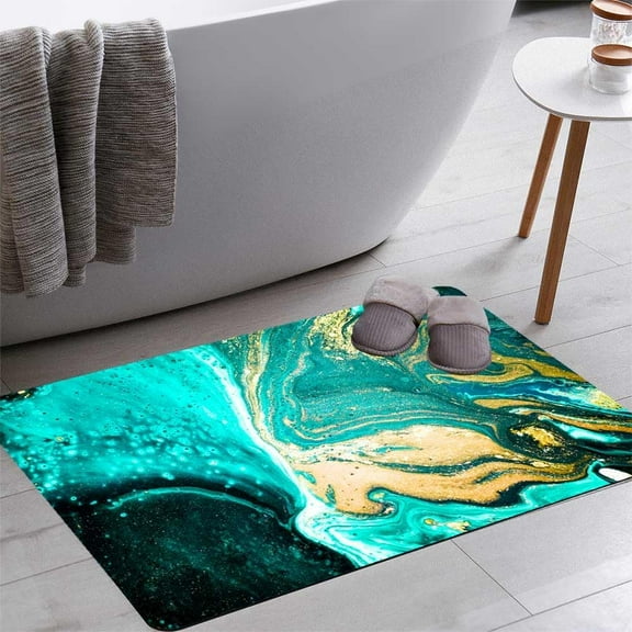 Ancient Oriental Drawing Technique Bath Rugs 16x24 Inch Non Slip Bath Mat Quick Dry Absorbent Thin Bath Rug Fit Under Door Washable Bath Floor Rugs for Bathroom Bathtub Shower Sink,Multi 5