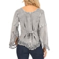 thumbnail image 2 of Sakkas Aura Womens Casual Ruffle Flare Crop Top Blouse Long Sleeves w/Embroidery - Charcoal - XL, 2 of 5