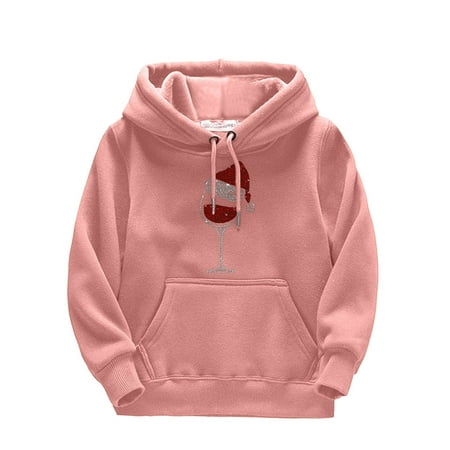

Bjutir Casual Long Sleeve Tops For Toddler Kids Girls Boys Christmas Red Glass Prints Drawstring Pullover Hooded Comfortable Tops Loose Blouse With Pocket Sweatshirt