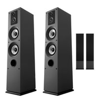 KFFKFF Floorstanding Speaker Pair, 3-Way Tower Speakers with 0.75 in & 1 in Tweeters, Dual 5.25 in Woofers, 145W Peak Output, 70Hz–20kHz Frequency Range, MDF Cabinet, Ideal for Home Audio