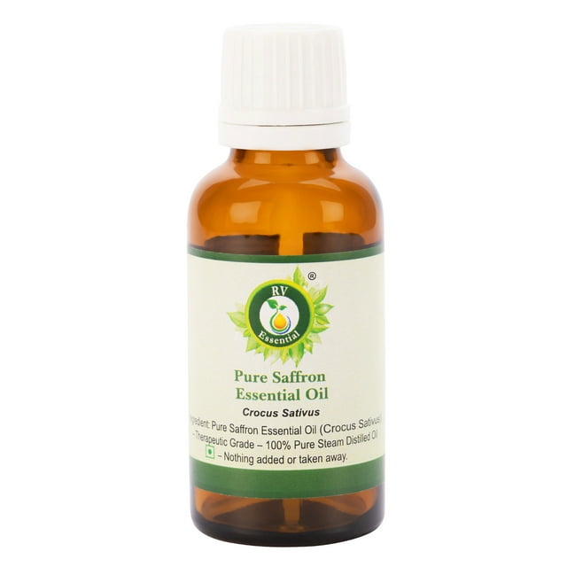 Saffron Essential Oil Crocus Sativus Saffron Oil For Hair For Cooking For Face For Skin Pure Natural Steam Distilled Therapeutic Grade 50ml 1.69oz By R V Essential