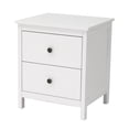 thumbnail image 6 of Kinbor Bedroom Furniture Black Nightstand Table with Double Drawers and Cabinet for Storage White, 6 of 6