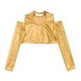 thumbnail image 4 of Alvivi Girls Shiny Metallic Dance Crop Top Long Sleeve Tank Top for Jazz Hip Hop Dancing Performance Gold 4, 4 of 5