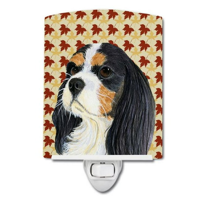 Carolines Treasures LH9099CNL Cavalier Spaniel Fall Leaves Portrait Ceramic Night Light