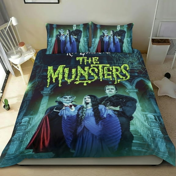 The Munsters Themed Bed Sheet Set Three Piece Set 53x79 In ches Comfortable And Skin Friendly Unique Design Creating A Star Gifts For Family Friends fans