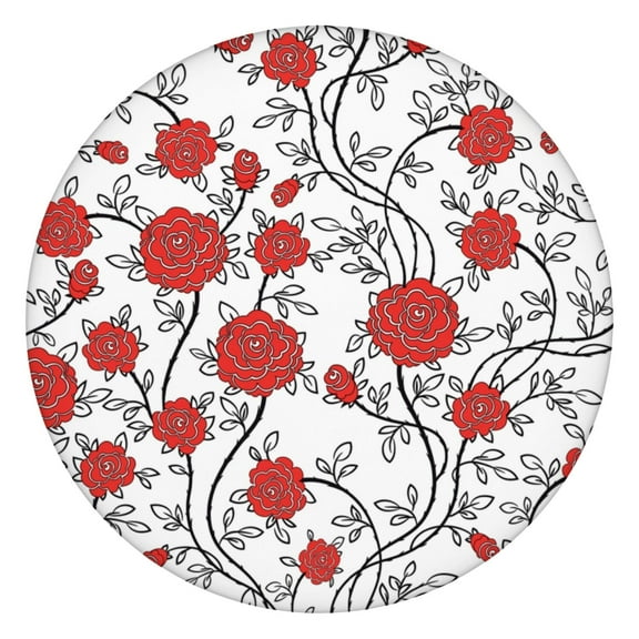 Round Fitted Tablecloth with Elastic Edges Fits 36"-44" Round Tables Pioneer Colorful Floral Waterproof Table Cover Washable Indoor and Outdoor for Party Kitchen Dinner Banquet Patio Picnic