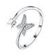 thumbnail image 1 of Sonducket Anillo abierto ajustable de amplia aplicación con anillos de mariposa para mujer, anillo de dedo anular ajustable Ropa, zapatos y accesorios Miscelánea Plata, 1 of 6