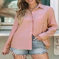 thumbnail image 4 of CHOK Blouse Tops pour Femmes Manches Longues Automne Rayé Imprimé Confortable Tops Chemises Décontractées Col Rabattu Léger Blouses avec Poches Bleu Ciel G, 4 of 6
