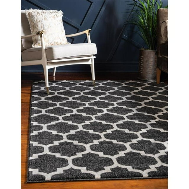 Unique Loom 3128609 8 x 10 ft. Philadelphia Trellis Rectangular Rug, Black