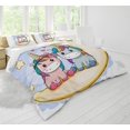 thumbnail image 4 of Juego de Cama Infantil de Microfibra Suave con Cierre de Cremallera, Juego de Cama de Unicornio para niñas, 200 x 200 cm, Luna de Unicornio Azul JM, 4 of 5