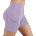 thumbnail image 2 of Roncen Women's High-Waisted Yoga Shorts - Tummy Control Workout Shorts with Pockets - Solid Color Stretchy Gym & Running Bottoms, 2 of 8