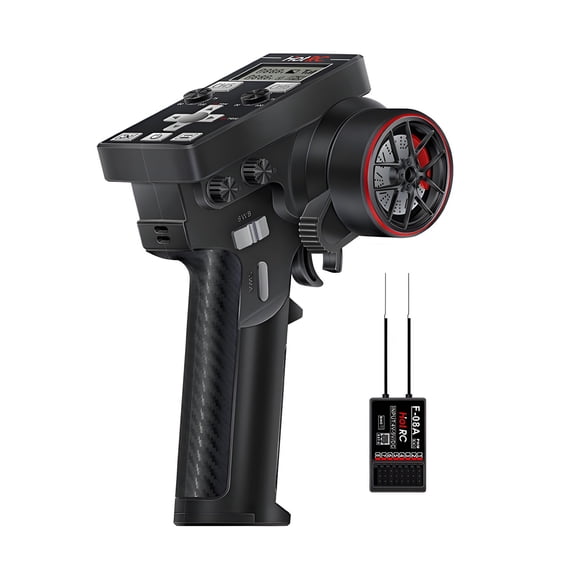 HOTRC CT-6B 2.4GHz 8CH Transmitter with F-08A Receiver – LCD Display, Telemetry Feedback, FHSS Anti-Interference Radio Remote Control for RC Car, Boat, and Tank