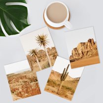 PixonSign Adhesive Wall Art Red Canyon Valley Desert & Plants Posters, Set of 4 Southwest Landscape Illustrations Photography Wall Decor, Adhesive Canvas Prints for Home Decor - 8"x10"